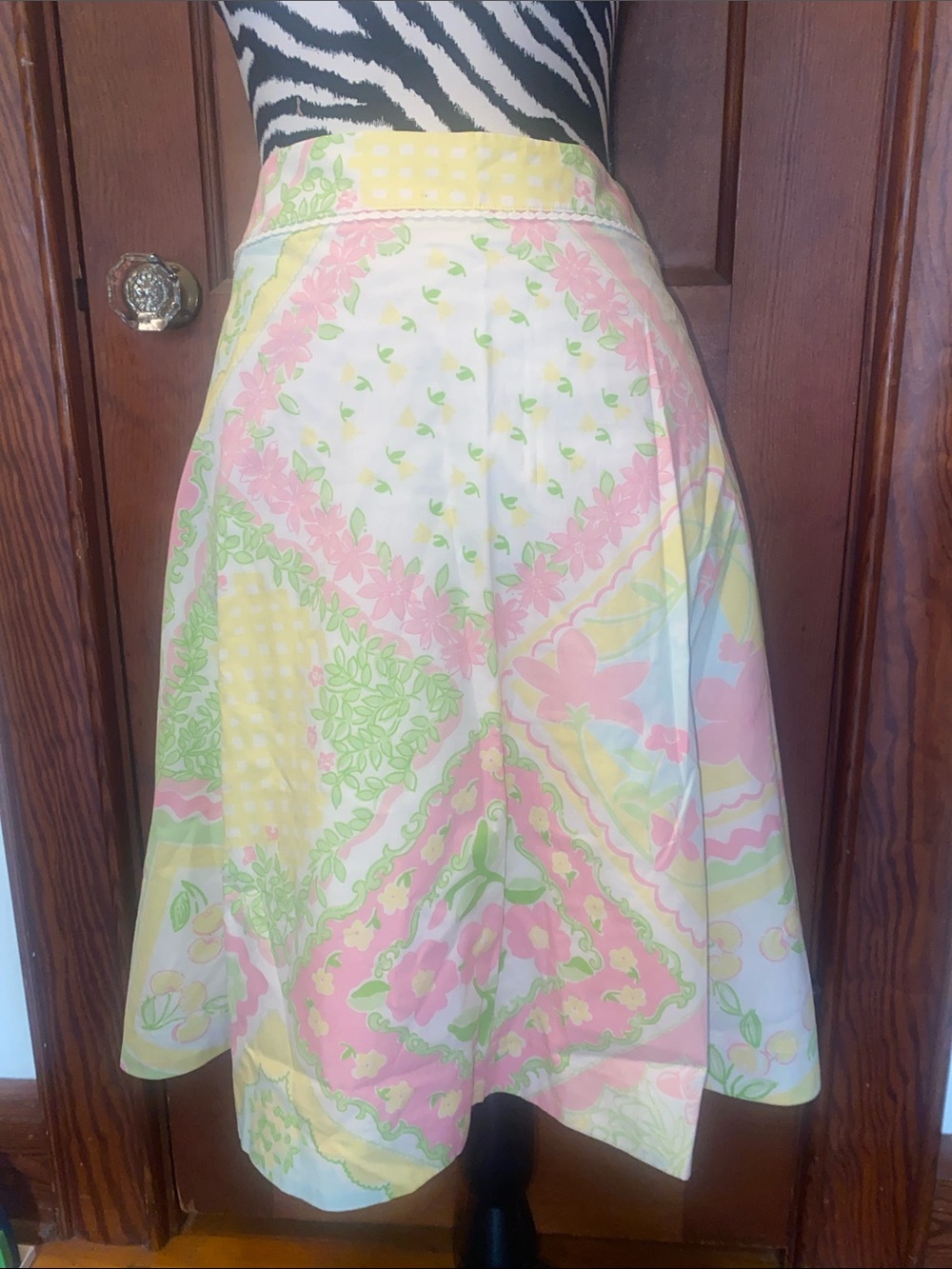 Lilly Pulitzer Vintage white label Pastel A-Line Skirt in Pink, Yellow & Green